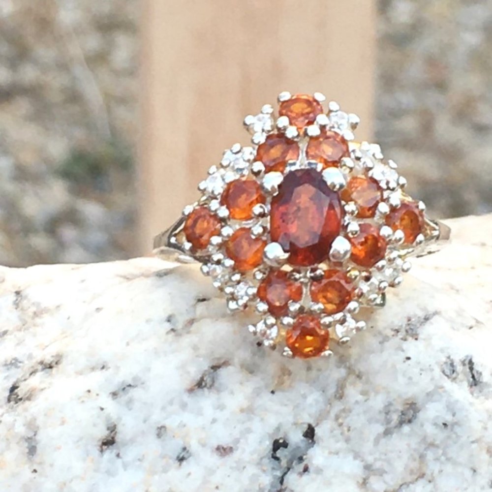 Rare Orange Kyanite .925 Ring Genuine Gemstones Sterling Silver Limited Edition